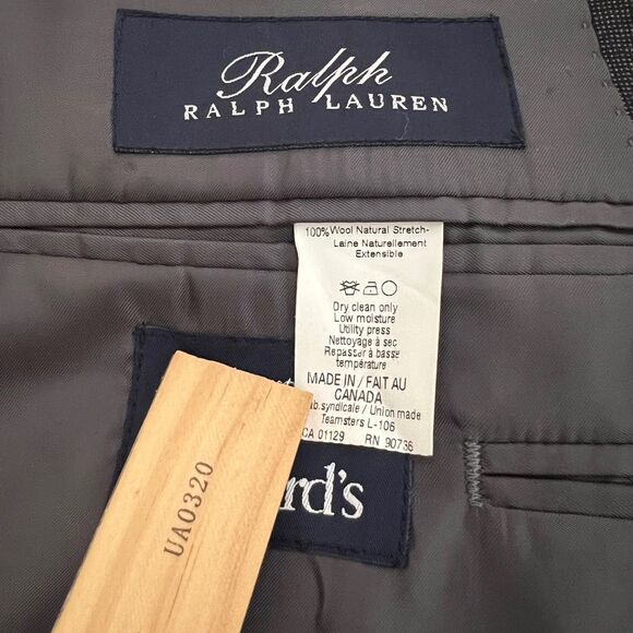 Ralph Lauren Blazer Coat Men's Size 40L Athletic Fit Wool Natural Gray - Picture 2 of 11
